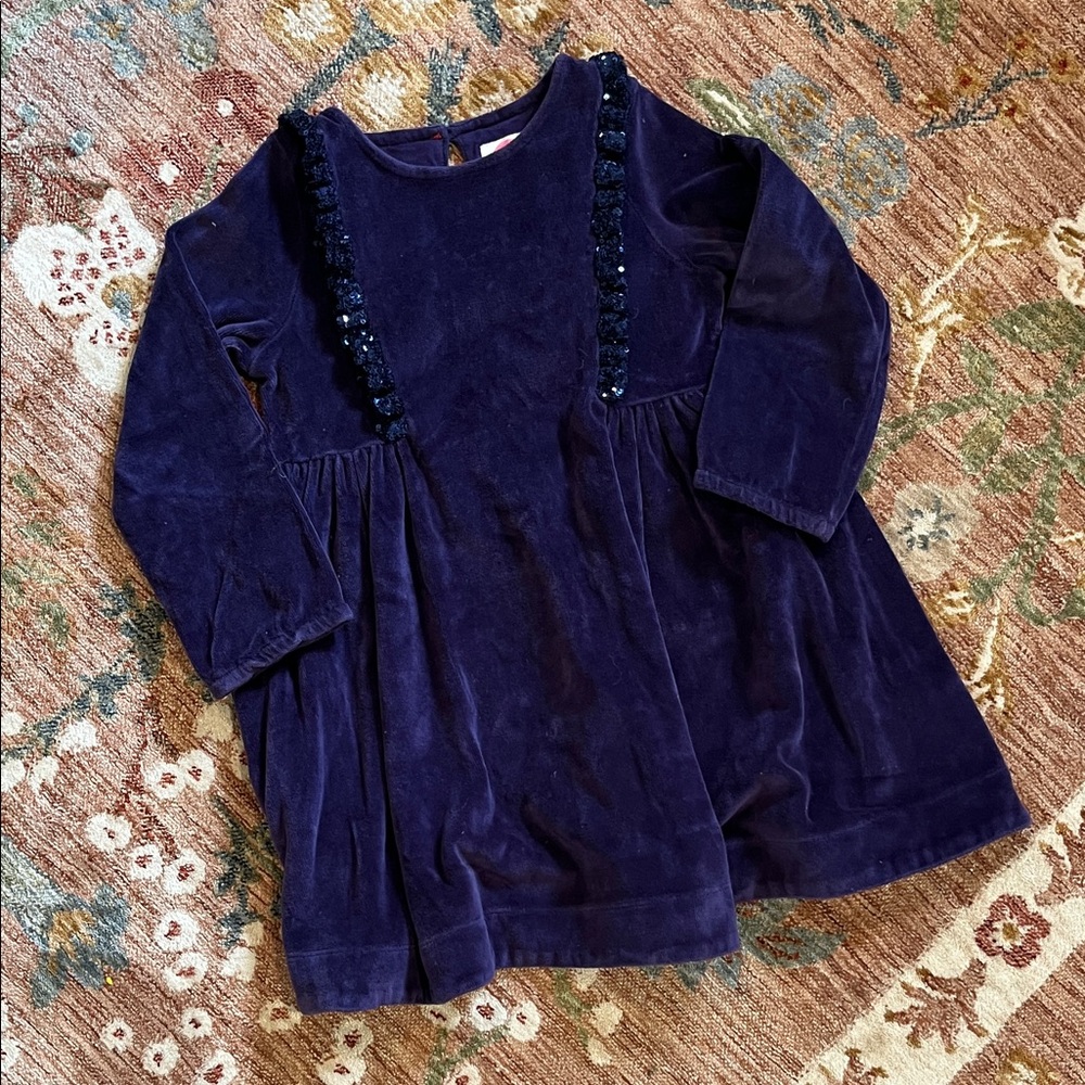 Mini Boden purple Velvet Dress with Sequin Detail